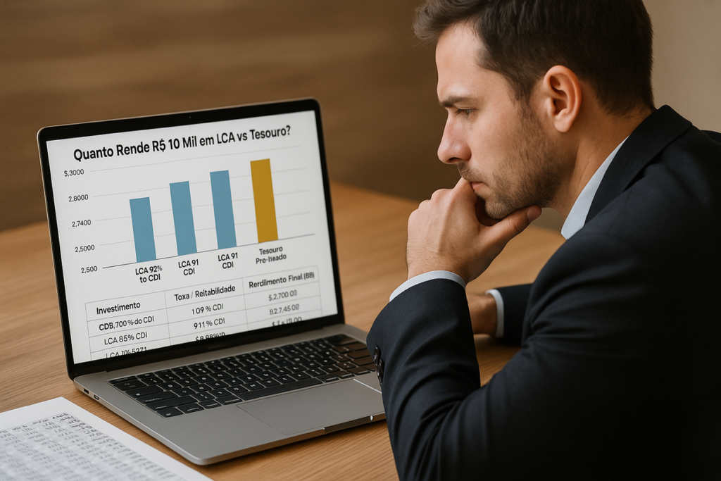 Quanto rende R$ 10 mil em LCA vs Tesouro? Comparação do Santander surpreende investidores Quanto rende R$ 10 mil em LCA vs Tesouro? Comparação do Santander surpreende investidores