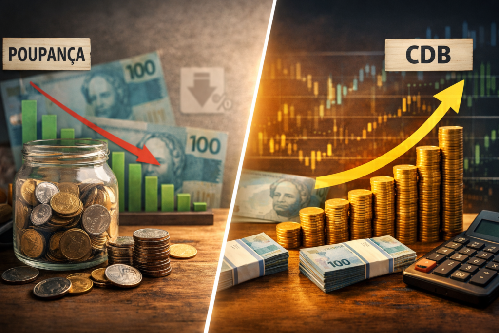 Quanto rendem R$ 10 mil na poupança e no CDB em 2026? A diferença surpreende
