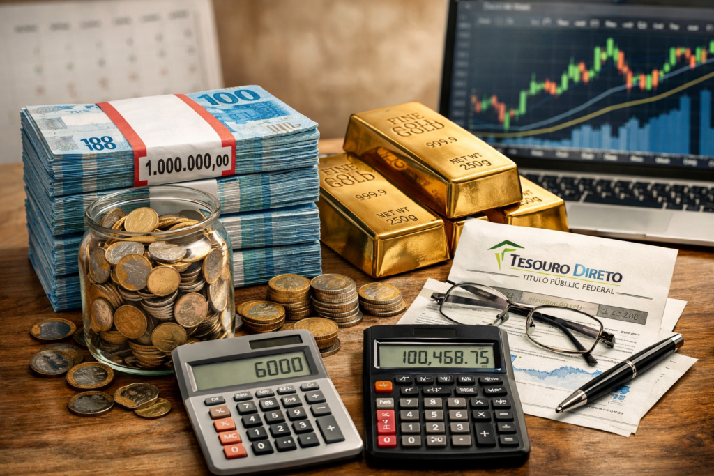 Quanto rende 1 milhão de reais? Poupança paga R$ 6 mil ao mês, mas Tesouro pode gerar quase R$ 100 mil a mais em 5 anos