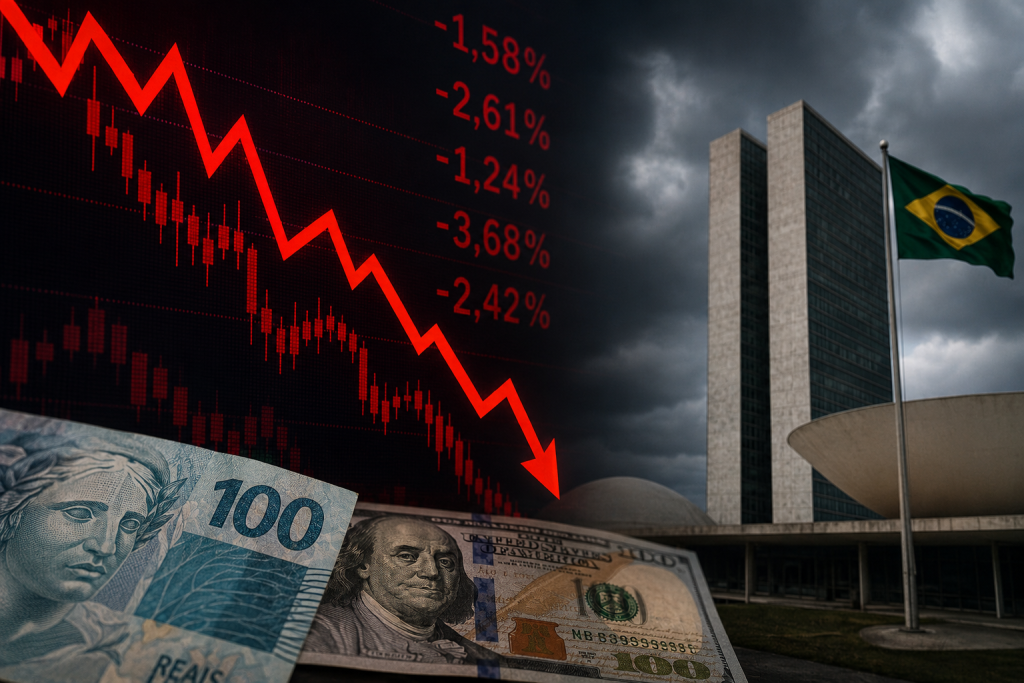 Ibovespa cai com tensão política e dólar volta a R$ 5: saída de estrangeiros aumenta pressão na Bolsa