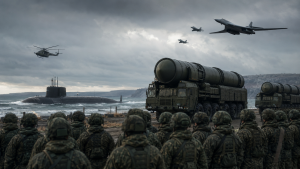 Rússia exibe força nuclear com submarinos, mísseis e 64 mil soldados
