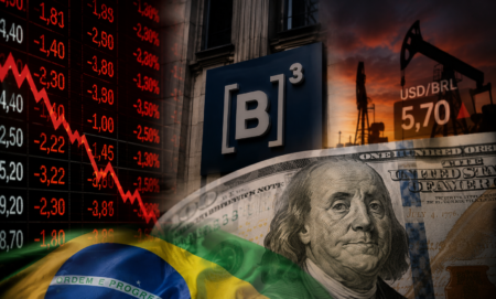 Bolsa brasileira despenca com juros, petróleo e tensão externa pressionando investidores