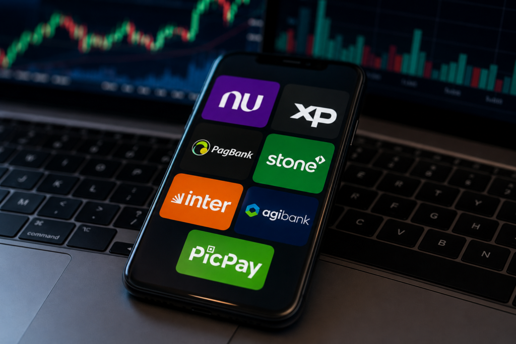 Bancos digitais lucram R$ 7,75 bi no 1T26; veja o que isso revela sobre Nubank, XP, PagBank, Inter e PicPay
