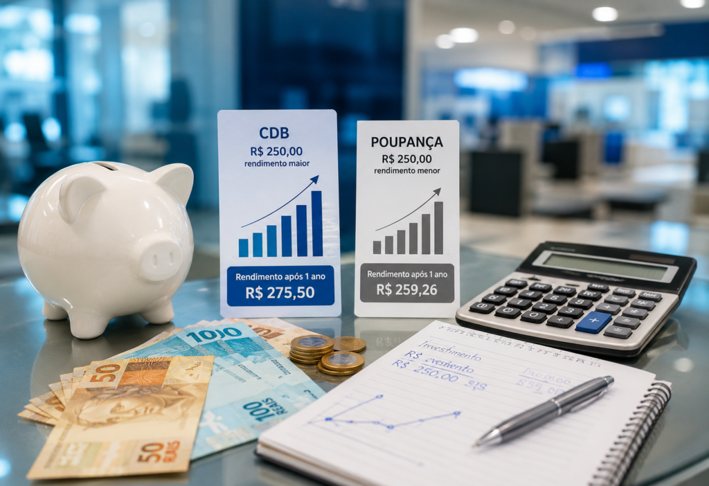 R$ 250 no CDB rendem mais que na poupança da Caixa