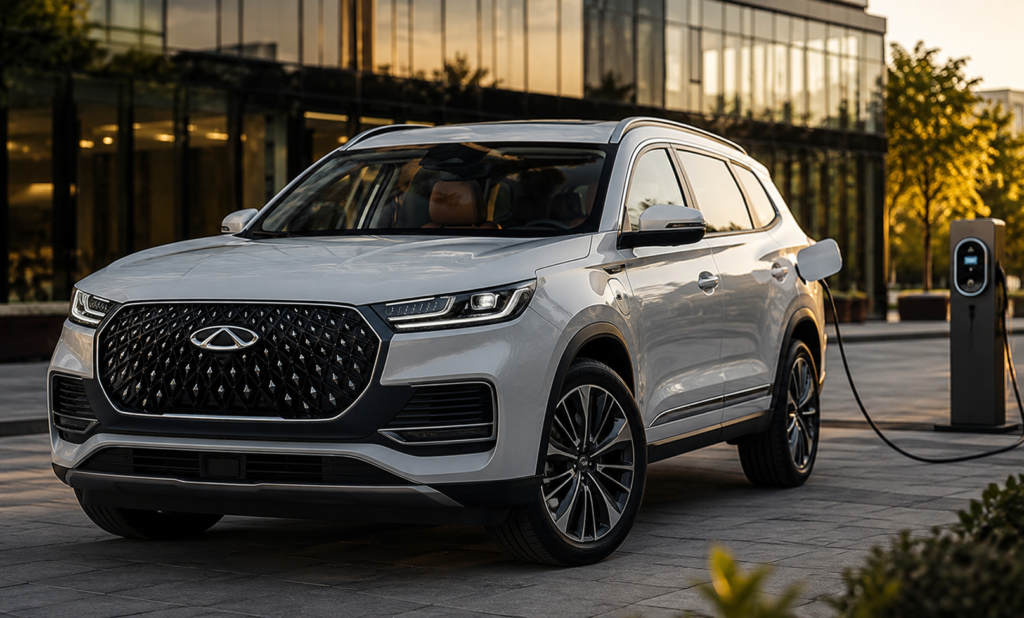 Tiggo 8 Pro PHEV 2027 une sete lugares e recarga rápida