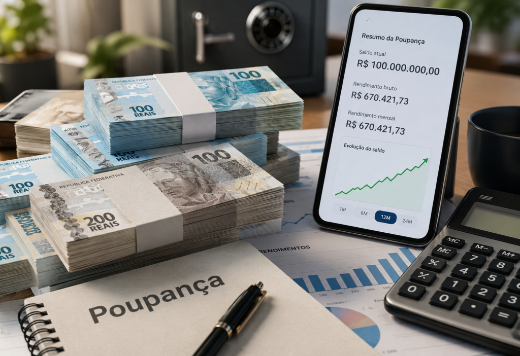 Quanto rendem R$ 100 milhões na poupança? Valor mensal pode superar R$ 670 mil