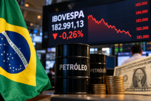 Ibovespa cai com petróleo em alta e dólar a R$ 5,22