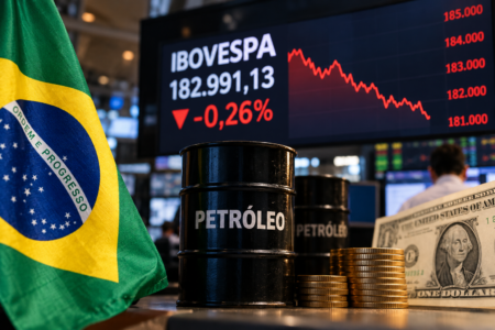 Ibovespa cai com petróleo em alta e dólar a R$ 5,22