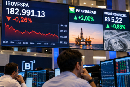 Ibovespa cai, dólar chega a R$ 5,22 e Petrobras sobe 2% Ibovespa cai, dólar chega a R$ 5,22 e Petrobras sobe 2%